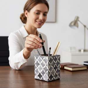 Porte-stylo en os incrusté fait main pour cadeaux et bureaux, restaurants, décoration et accessoires de bureau personnalisés - Product Image 1
