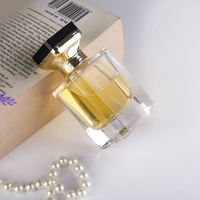 Flacon de parfum carré de luxe en verre épais 30ml 50ml 100ml avec atomiseur à pression en aluminium sérigraphié or