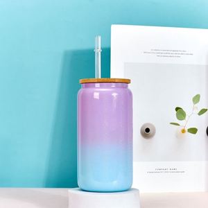Vaso de Vidrio de Doble Pared con Aislamiento al Vacío de 16 Onzas, Sublimable, Reutilizable, Portátil, Moderno, Tipo Mason Jar, Colorido - Product Image 2
