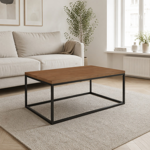 Tavolino da Caffè in <span class=keywords><strong>Legno</strong></span> Massello <span class=keywords><strong>e</strong></span> <span class=keywords><strong>Ferro</strong></span> Stile Nordico, Tavolo Basso Rettangolare di Piccole Dimensioni, Tavolo Tatami, Arredamento per Soggiorno dal Design Minimalista - Product Image 1