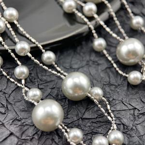 复古设计师时尚多层黄铜仿珍珠长款灰色毛衣项链，适合女士婚礼派对 - Product Image 6