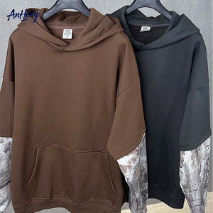 Sweat à capuche en molleton épais 340G pour homme, coupe oversize, manches camouflage, style streetwear, pull à capuche, fournisseur OEM personnalisé - Product Image 1