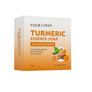 Private Label Custom Turmeric Handmade Soap Plant Extract For Removing Mites Cleansing Cuticle Dirt Facial Cleansing Shower