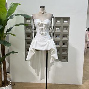 Bettergirl 2025 printemps et été nouveau Style court <span class=keywords><strong>avant</strong></span> et long arrière arc queue soins de la peau minceur robe de Style français - Product Image 1