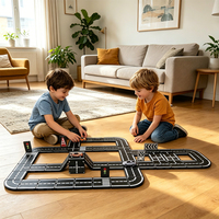 Ensemble de blocs de construction magnétiques en plastique de 61 pièces, 7,5 cm, pièces modulaires pour piste de course, panneaux de signalisation, voitures, jouet éducatif STEM pour enfants de 3 ans et plus