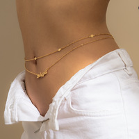 Chaîne de taille pour femme, style Hip Hop, simple, double couche, grande taille, avec pendentif lettre métallique