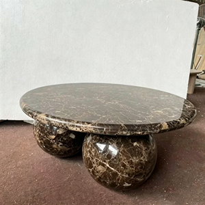 Modern <strong>Brown</strong> Marble Center <strong>Table</strong> Dark Emperador Round <strong>Table</strong> Natural Stone Coffee <strong>Table</strong> for Luxury Living Room Decoration - Product Image 2
