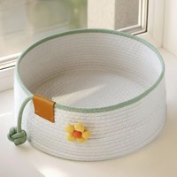 Cama para Gato de Corda de Algodão Durável com Envio Rápido, Ninho para Gato em Formato de Flor, Cestas para Animais de Estimação, Tamanho S-L, Quatro Estações