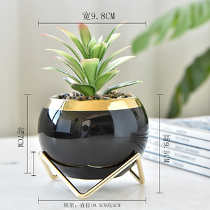 Vasi in <span class=keywords><strong>Ceramica</strong></span> per <span class=keywords><strong>Piante</strong></span> Succulente con Supporto in Metallo, Decorazione Moderna e Lussuosa per Casa e Giardino - Product Image 2