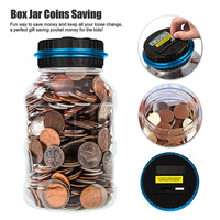 Tirelire Compteuse Électronique Digitale LCD 1.8L pour Pièces de Monnaie, Boîte d'Épargne pour Compter les Devises USD EUR GBP AUD CAD