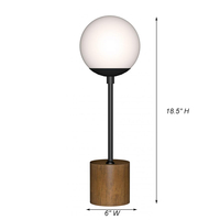 Lampe de table décorative en verre globe noir, style nordique minimaliste, pour hôtel, chambre d'hôtes, intérieur, base en bois