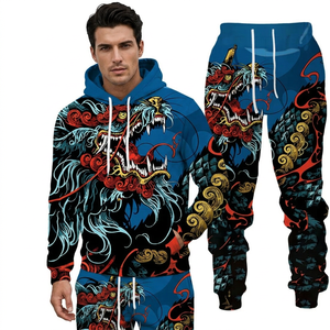Wholesale <b>Men</b> Hooded Casual Sublimation <b>Tracksuit</b> Printed Customized Colors Logos Quick-Drying Breathable Eco-Friendly - Product Image 1