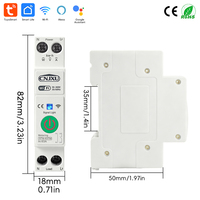 Interruptor Inteligente WIFI 63A 1P+N con Medidor de Energía, Medidor de kWh, Monitoreo, Temporizador, Relé, Disyuntor MCB TUYA Smartlife 110V 220V
