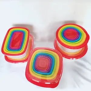 7 Stuks Regenboog Voedsel Opbergdoos Set Keuken Accessoires Veiligheid Kinderen Lunchboxen