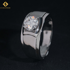 Classic Style Fashion GRA S925 1ct Main Stone Moissanite Rhodium Pave Setting Luxury Unisex Hip Hop Wedding Jewelry <b>Man</b> <b>Ring</b> - Product Image 6