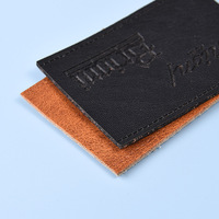 Étiquettes en cuir gaufré DONGDU écologiques à découpe droite pour vêtements en jean, étiquettes personnalisées avec logo de marque, patchs métalliques