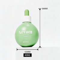 Bouteille compte-gouttes en verre de 40 ml, forme ronde, personnalisable avec étiquette privée, paroi épaisse, pour huile essentielle, bouteille de sérum transparente givrée