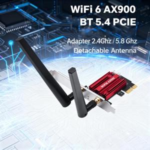 Adaptador Wifi Inalámbrico <span class=keywords><strong>de</strong></span> Doble Banda 2.4ghz 5ghz, <span class=keywords><strong>Tarjeta</strong></span> <span class=keywords><strong>de</strong></span> Red PCIE AX900 WiFi 6 BT5.4 con Antena Desmontable - Product Image 1