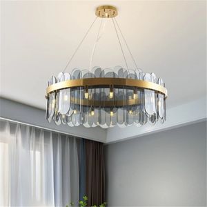 Art déco lustre rond doré post-moderne, grande lampe suspendue, lampe suspendue pour salle à manger, salon - Product Image 2