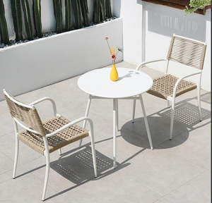 Tavolo <span class=keywords><strong>da</strong></span> Pranzo Rotondo Moderno in Acciaio al Carbonio con Base <span class=keywords><strong>a</strong></span> Piedistallo Bianca per Patio, <span class=keywords><strong>Balcone</strong></span> e Arredamento <span class=keywords><strong>da</strong></span> Caffè all'Aperto - Product Image 5