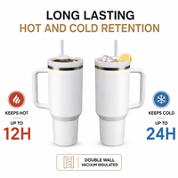 Gobelet isotherme portable en acier inoxydable de 40 oz, sans BPA, avec logo personnalisé de luxe, motif ours mignon et poignée