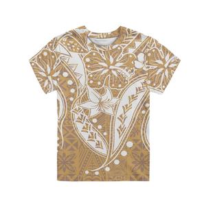 Personalized <strong>Golden</strong> Yellow Polynesian Floral Style Kids <strong>T</strong> <strong>Shirts</strong> Best-Selling Customize Children <strong>Boys</strong> Girls Plain TShirts Sales - Product Image 1