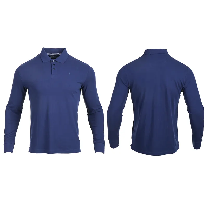 China Fabrikanten Hoge Kwaliteit Mannen Vlakte Tshirt Lange Mouwen 100% Katoenen Polo Shirt