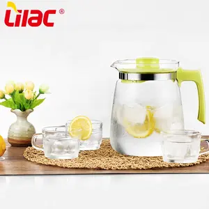 Lilas BSCI SGS LFGB nouveau pichet en verre ensemble de boisson personnalisé belle imprimé usage domestique cruche d'eau en verre avec verre