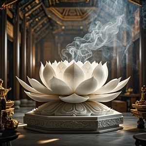 定制宗教寺庙装饰天然石材雕刻佛像底座雕塑大型白色大理石莲花底座寺庙雕塑 - Product Image 6