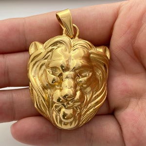 Yunnique – collier avec pendentif tête de lion, en acier inoxydable, or, bijoux du zodiaque, accessoire - Product Image 3