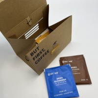 Boîte d'emballage de café haut de gamme en papier kraft avec poignée, pelliculage mat, logo noir imprimé, boîte en carton blanc pour emballage