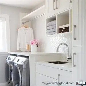 现代木制洗衣房收纳柜卫生间洗衣槽柜