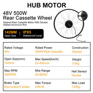 GreenPedel <strong>UK</strong> Stock 500W <strong>E</strong>-bicycle Hub Motor <strong>Kits</strong> High Quality 48V Rear Brushless Hub Motor <strong>Kit</strong> Electric <strong>Bike</strong> <strong>Conversion</strong> Set - Product Image 2