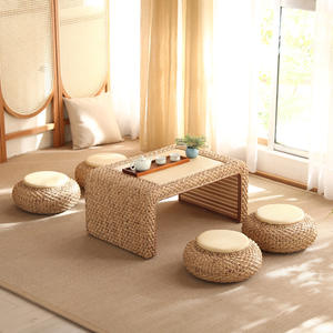 Mesa de café de ratán de estilo japonés, mesa baja para té, para sala de estar, mesa de suelo Tatami hecha a mano con cojines - Product Image 2