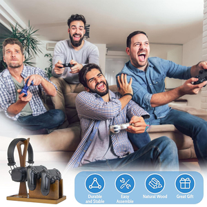 Support multifonctionnel pour écouteurs de bureau en bois pour <span class=keywords><strong>AirPods</strong></span> MAX Controller Headphone Display Stand - Product Image 5