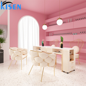 Mesa de Manicura KISEN de Nuevo Diseño <span class=keywords><strong>para</strong></span> Salón de Belleza, Color Crema, Económica y Portátil <span class=keywords><strong>para</strong></span> Técnicos de <span class=keywords><strong>Uñas</strong></span> - Product Image 3