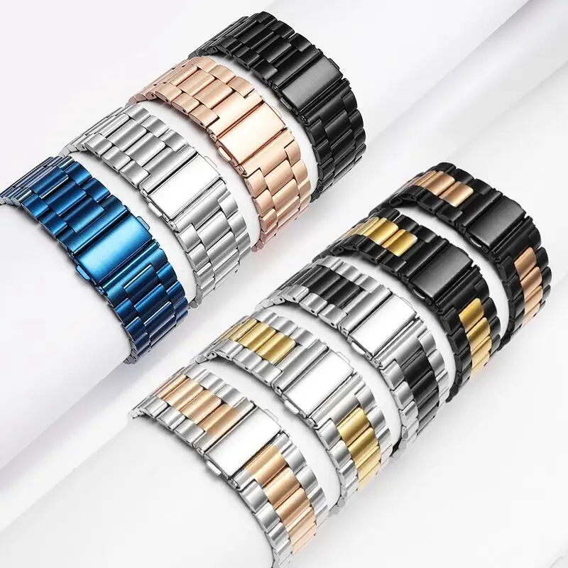 Wholesale Luxury Metal Strap For Apple Watch Band 45mm 44mm Watch Strap 41mm 42mm Bracelet Sport Stainless Steel Watch Band 40mm