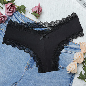 批发缎面女式内衣，镂空蝴蝶结蕾丝边内衣，冰丝棉包臀女童三角裤 - Product Image 3