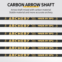 STARCN Archery – Lot de 12 flèches en carbone mixte de 7,8 mm, Spine 500, ailettes en forme de goutte d'eau avec anneau anti-explosion pour arcs composés et classiques