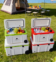 Glacière à roulettes grande capacité 32L 56L, isotherme en PU, avec poignée, maintien au frais 48H pour le camping, la pêche, les camping-cars et les activités de plein air