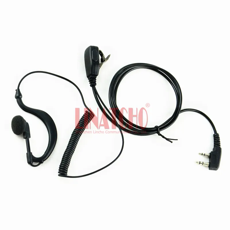 Retractable Spring Single Ear Hook PTT Headset UV5R Walkie Talkie Mic Earphone 2 Pins TK Connector