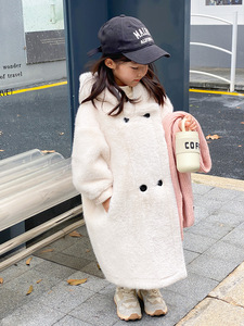 Cappotto in <span class=keywords><strong>pelliccia</strong></span> sintetica di velluto di visone Midi con cappuccio e cappuccio per ragazzi e ragazze lungo abbigliamento per il corpo in <span class=keywords><strong>pelliccia</strong></span> per bambini - Product Image 4