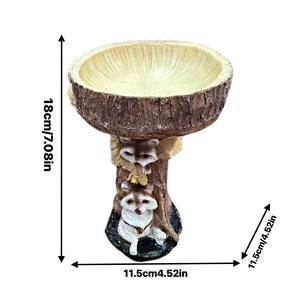 Mangeoire à oiseaux en résine en forme de souche d'arbre, ronde, pour cour, ornement artisanal, dispositif d'alimentation pour oiseaux, décoration design, petit raton laveur - Product Image 5