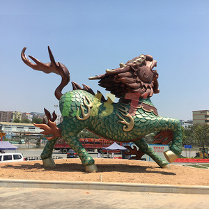 Escultura de Bestia Qilin de Fibra de Vidrio Libit, Figura Animal Hecha a Mano para Montar en el Suelo Exterior, lbt-209 - Product Image 1