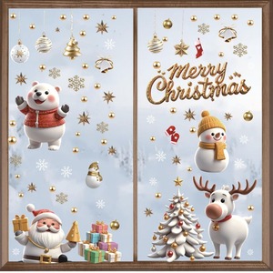 Autocollant de fenêtre de Noël, décorations de fenêtre en verre avec Père Noël de dessin animé, autocollant électrostatique, cerf, flocon de neige, décalcomanie d'<span class=keywords><strong>arbre</strong></span> de Noël - Product Image 3