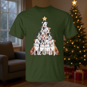Camiseta navideña para amantes de los perros Pitbull Christmas Tree - Product Image 3