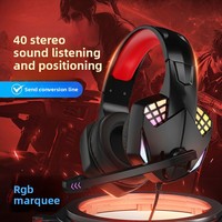 Headset Gaming ENC Peredam Kebisingan Lingkungan Pencahayaan RGB Kabel USB Mikrofon HD 360° Olahraga Earphone Unisex