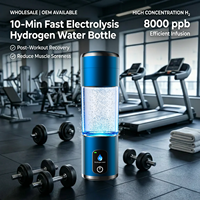 Bouteille d'eau hydrogénée pour la gym, vente en gros, électrolyse rapide en 10 minutes, portable, rechargeable, générateur d'eau H2 à haute concentration 8000ppb