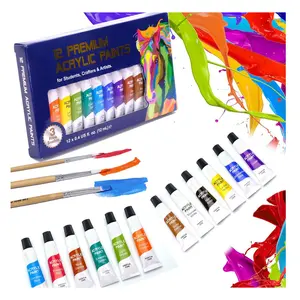 Ensemble de peinture en acrylique, 12 couleurs, 12ml, pièces, pour pad à dessin, toile, tissu