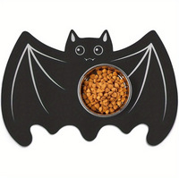 Tapis d'alimentation pour animaux de compagnie en silicone à double compartiment, antidérapant, imperméable, résistant aux déversements, motif animal